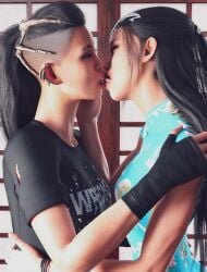 2girls 3d black_hair breasts bust busty chest curvaceous curves curvy curvy_figure dark_hair edenian female female_focus hips hourglass_figure incest kitana kiteena kunoichi large_ass large_breasts legs light-skinned_female light_skin mature mature_female mileena mortal_kombat mortal_kombat_1_(2023) netherrealm_studios ninja outworld princess rayalterego23 sisters slim_waist thick thick_hips thick_legs thick_thighs thighs twincest twins voluptuous waist wide_hips yuri