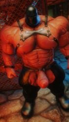 1boy 3d 3d_(artwork) abs balls bara bdsm_gear big_balls big_muscles big_nipples big_pecs big_penis daddy dilf erection executioner gay harness huge_cock huge_muscles huge_pecs human hunk male male_only mask masked_male mostly_nude muscular muscular_human muscular_male navel nipples pecs penis solo xerxes_yelnos