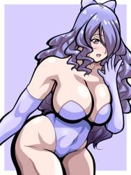 1girls bare_shoulders bare_thighs breasts camilla_(fire_emblem) cleavage elbow_gloves female female_only fire_emblem fire_emblem_fates gloves hair_over_one_eye inabakun00 large_breasts leotard long_hair nintendo open_mouth pink_eyes purple_hair shoulders sideboob smile solo thighs very_long_hair