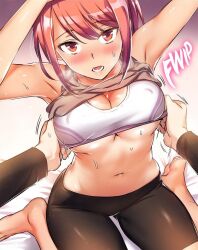 armpits female hanna_yo junhee_kwon navel red_hair tanline thick_thighs under_observation:_my_first_loves_and_i warpic