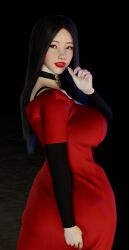 asian asian_female black_hair deloviedela red_dress red_lipstick teasing virt-a-mate