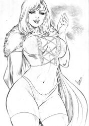 black_and_white cleavage corset ed_benes_studio emma_frost female female_only hellfire_club leo_matos marvel marvel_comics panties pussy_bulge white_queen x-men