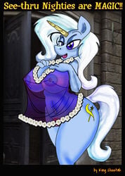 2016 anthro anthrofied big_breasts breasts bro-harl cutie_mark edit equine female friendship_is_magic furry hand_on_breast horn king-cheetah lingerie mammal my_little_pony navel nightgown nipple_bulge nude open_mouth pussy see-through shon_howell solo translucent trixie_(mlp) unicorn