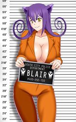 blair_(soul_eater) bluebullpen jumpsuit prison purple_hair soul_eater tagme