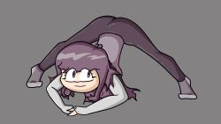 2d 2d_(artwork) clothed clothed_female cute eye_contact eyelashes female_focus female_human female_only jack-o'_pose legs legs_spread long_hair no_nose perfect_body purple_eyes purple_hair self_upload socks tuubaa youtube youtuber youtuber_girl