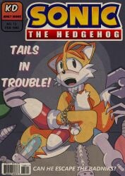 absurd_res badnik balls bondage bound canid canine chained chains collar cover cover_art cover_page fox genitals hi_res kinky_demon machine male male_only mammal miles_prower miles_tails_prower robot sega solo sonic_(series) sonic_the_hedgehog_(comics) sonic_the_hedgehog_(series) tails tails_the_fox