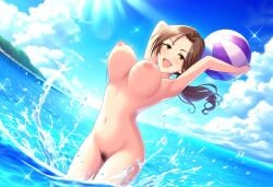 ai_generated beach_ball breast_sway breasts kawashima_mizuki nipples nude pubic_hair the_idolm@ster_cinderella_girls