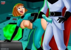 bent_over brown_hair danny_phantom doggy_style from_behind ghost interspecies madeline_fenton milf nickelodeon nicktoons palcomix partial_male skin_tight tight_clothing vlad_masters