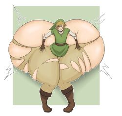 1boy ass ass_body ass_expansion blonde_hair boots colossal_ass hips hyper hyper_ass implied_ass_cleavage large_ass link male male_focus male_only meat_wall_(body_type) mikazonn nintendo ripped_clothing ripped_pants the_legend_of_zelda thick_thighs thighs wardrobe_malfunction wide_hips