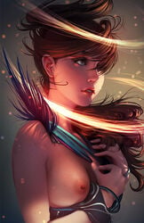 1girls breasts brown_hair fair-skinned_female fair_skin female female_focus female_only league_of_legends light-skinned_female light_skin long_hair nipples rule_63 solo solo_female solo_focus tagme topless tsuaii yasuo