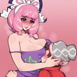 affectionate afrobull_(style) ai_generated boyfriend breast_feeding breast_milking couple dreson gentle_femdom gentle_mommy girlfriend klara_(pokemon) love male/female milk pokemon pokemon_swsh straight victor_(pokemon)