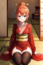 1girls ai_generated angel_face_slut_ass eighth_grade_age female female_only gintama hot_teen kagura_(gintama) looking_at_viewer no_panties official_alternate_costume rape_kagura solo striped_panties tagme teenage_girl thick_thighs thighhighs young