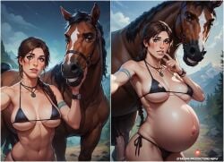 1boy 1girls ai_generated bikini brown_hair clothed cum dominant_feral dress equine equine_balls equine_genitalia equine_penis feral fondling from_behind_position horse horse_penis horseballs horsecock huge_ass huge_balls huge_cock human human_on_feral implied_impregnation interspecies_impregnation lara_croft lara_croft_(ai_generated) lara_croft_(survivor) long_hair mammal nipples oral partial_male pregnant sterlingproductions sucking_penis sweat tail tomb_raider zoophilia