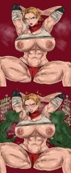 1girls 2boys abs armpit_fetish armpit_licking armpits badlandblack big_breasts blonde_hair blush breasts goblin large_breasts larger_female masturbation monster muscles muscular_female smaller_male steam sweat wet_pussy