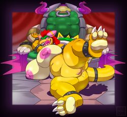 anthro anthro_only anus areolae ass barefoot big_nipples bowletta bowser breasts chair claws dragon female female_only genderswap huge_breasts hybrid hyper hyper_breasts king koopa looking_at_viewer lying mario_(series) mario_and_luigi_(series) nazuu-m0nster nintendo nipples nude on_floor on_side open_mouth pawpads paws presenting presenting_hindquarters presenting_pussy pussy raised_leg reptile royalty scalie sharp_claws sharp_teeth shell slightly_chubby smile solo spikes spread_legs spreading teeth throne toe_claws tongue tongue_out turtle video_games