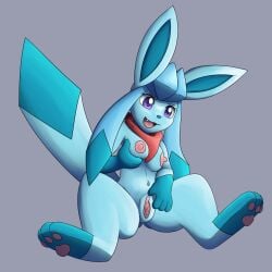 2021 3_toes 4_fingers anthro bandana blue_body breast_grab breasts digital_media_(artwork) eeveelution eyelashes fangs feet female fingers friendlyfeesh front_view generation_4_pokemon genitals glaceon hand_on_breast hand_on_own_breast hi_res kerchief lady_jane_(friendlyfeesh) looking_pleasured masturbation medium_breasts mostly_nude_female multicolored_body navel nintendo open_mouth pawpads pink_inner_pussy pink_pawpads plump_labia pokemon pokemon_(species) purple_eyes pussy red_bandanna red_kerchief shaded simple_background sitting solo spread_legs spread_pussy spreading tail teeth toes tongue two_tone_body