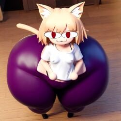 1girls 2024 3d ai_generated anonymous_artist anthro big_ass cartoony cat_ears cat_tail catgirl club looking_at_viewer looking_up massive_ass melty_blood neco-arc pulling_clothing shortstack tagme tail type-moon