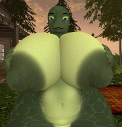 big_breasts breasts cleavage ferialexonar huge_breasts nipples tagme thick_thighs wide_hips