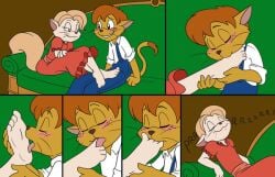 4_toes becky_thatcher comic couch domestic_cat dress feet felid feline foot_fetish foot_focus licking mammal phuram tom_sawyer tom_sawyer_(2000_film)