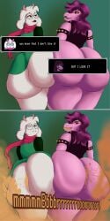 ass ass_focus big_ass big_butt booty deltarune fart fart_cloud fart_fetish farting ralsei_(deltarune) susie_(deltarune) two_girls