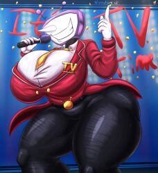 deltarune deltarune_chapter_3 female female_only host huge_breasts huge_thighs nightlyflare screen_face tenna_(deltarune) tv_head