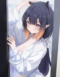 1girls alternate_breast_size bra breasts female female_focus female_only hololive hololive_english hololive_myth koahri medium_breasts ninomae_ina'nis tagme virtual_youtuber