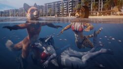 3d_(artwork) abs amber_eyes animal_genitalia animal_penis anthro athletic athletic_anthro athletic_female athletic_male balls beach big_breasts bikini bikini_bottom bikini_top black_hair breasts brown_body brown_eyes brown_fur canid canine canine_genitalia canine_penis canis cheek_tuft cheetah chenira_(johnwulffe) claws cleavage clothed clothing countershading digital_media_(artwork) facial_markings facial_tuft felid feline felis fellatio female fin fish fur furry genitals grey_body grey_skin group guarez_(johnwulffe) hair head_markings hi_res johnwulffe knot long_hair looking_at_another male male/female mammal maned_wolf marine markings muscular muscular_anthro muscular_female neck_tuft open_mouth oral oral_penetration outside outside_sex palm_tree penetration penile penis plant red_penis satisfied sea sex shark spots spotted_body spotted_fur stealth_sex striped_body stripes suspicious swimming swimwear tongue tongue_out tree trio tuft two-piece_swimsuit underwater underwater_blowjob underwater_sex underwater_view water wet whiskers yellow_body yellow_fur