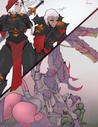 1boy 3girls adepta_sororitas alien alien_girl astra_militarum bigger_female female imperial_guard imperium_of_man lstmchikooo male monster monster_girl norn_emissary scar sister_of_battle tail taller_female taller_girl tyranid warhammer_(franchise) warhammer_40k white_hair