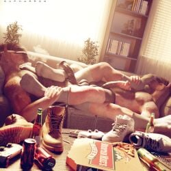 1:1 2025 3d_(artwork) abs absurd_res alcohol anatomically_correct anatomically_correct_genitalia anatomically_correct_penis animal_genitalia animal_penis anthro anthro_on_anthro areola athletic athletic_anthro athletic_male balls balls_touching belly beverage beverage_can biceps big_feet big_penis biped black_balls black_body black_clothing black_hair black_mane black_nose black_penis black_skin black_underwear bodily_fluids boots bottomwear boxer_briefs bros_being_bros brown_body brown_skin can clothing clutter coffee_table container controller dark_penis darkened_balls darkened_genitalia darkened_penis detailed detailed_background detailed_genitals detailed_penis digital_media_(artwork) drugs dualsense duo electronics equid equine equine_genitalia equine_penis erection eupharrow eyebrows feet fingers flared_penis food foot_fetish foot_grab foot_on_belly foot_on_chest foot_on_face foot_play foot_sniffing footwear furniture game_controller genitals glans glistening glistening_genitalia glistening_penis hair hi_res horse humanoid_hands inside intraspecies leaning leaning_backward living_room looking_away male male/male mammal mane mane_hair marijuana masculine_male medial_ring messy mohawk moody moody_lighting mostly_nude mottled mottled_genitalia mottled_penis multicolored_body multicolored_hair multicolored_mane multicolored_penis multicolored_skin muscular muscular_anthro muscular_arms muscular_male nails navel nipples on_sofa pecs penile penis photorealism pillow pink_glans pizza pizza_box plantigrade plate playstation playstation_controller reaching realistic_lighting realistic_shading reclining relaxing remote_control sheath shoes side_view slice smoking smoking_marijuana sneakers sniffing sniffing_clothes snout sock_sniffing socks sofa sony_corporation sony_interactive_entertainment spread_legs spreading sweat table text thick_penis tv_remote two_tone_body two_tone_skin underwear vein veiny_arms veiny_muscles veiny_penis watermark white_clothing white_footwear white_socks white_underwear wireless_controller wood wood_furniture wood_table