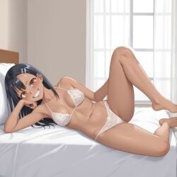 asobitai! bra bully dark-skinned_female don't full_body hayase_nagatoro long_hair looking_at_viewer me, nagatoro nagatoro_hayase panties please small_breasts smile tagme uzaki-chan wa