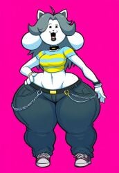 ai_generated big_lips catgirl feline huge_ass huge_hips hyper_ass lubbasdump smile temmie_(undertale) undertale wide_hips
