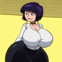 ai_generated huge_ass kim_possible kyoka_jiro long_earlobes my_hero_academia pencil_skirt plump_lips wide_hips