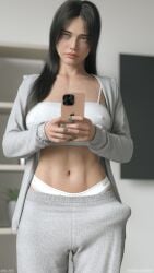 1futa 2025 3d 3d_(artwork) 3d_model 3d_render 3dx abs apple_inc. artist_name belly black_hair blue_eyes breasts brown_hair bulge calvin_klein casual clothed clothing dark_hair day daytime daz_studio dickgirl dressed eye_contact eyebrows eyelashes eyes futa_focus futa_only futanari green_eyes heterochromia hi_res highres hips human indoors intersex iphone kelly_(rexart) light-skinned_futa light_skin lips long_hair looking_at_viewer medium_breasts nails nipple_bulge original original_character panties pants patreon_username penis penis_bulge realistic rexart secrets_of_rockfield self_upload selfie solo tagme taking_picture topwear waist