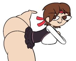 1girls ass ass_focus big_ass big_breasts bottomless bottomless_skirt breasts brown_eyes brown_hair capcom clothing female female_focus female_only headband huge_ass huge_breasts miniskirt no_panties sakura_kasugano short_hair skirt smile solo solo_female solo_focus spit street_fighter street_fighter_v thick thick_ass thick_thighs tomboy wynflex