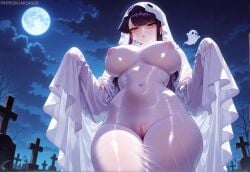 1girls ai_generated arzagod ass big_ass big_breasts breasts bubble_butt dat_ass female ghost ghost_girl huge_ass komi-san_wa_komyushou_desu komi_shouko large_ass perfect_body pussy seductive_look see-through see-through_clothing tagme thick_ass thick_thighs wide_hips