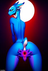 1girls ai_generated anthro anus ass ass_focus darkeffect female female_only furry looking_at_viewer looking_back nightmare_fuel nightmare_waifu nude petite_body petite_female presenting_hindquarters pussy rear_view tail_anus tentacle_pussy unknown_species unusual_genitalia