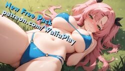 1girls ai_generated almost_naked almost_nude bare_arms bare_belly bare_thighs big_breasts blue_bikini blush breast_expansion breast_squeeze female green_eyes hair_bun hand_on_breast horny horny_female long_hair looking_at_viewer lying lying_on_back lying_on_grass nicole_demara on_grass on_ground patreon patreon_reward patreon_url patreon_username pink_hair raised_eyebrows seductive seductive_eyes seductive_look seductive_pose seductive_smile sexy sexy_body sexy_pose solo solo_female thick_thighs underboob waifuplay zenless_zone_zero