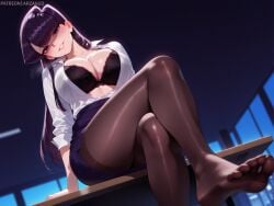 1girls ai_generated arzagod ass big_ass big_breasts black_bra black_panties breasts bubble_butt dat_ass feet female huge_ass komi-san_wa_komyushou_desu komi_shouko large_ass perfect_body pussy seductive_look sexy_outfit sexy_pose stockings tagme teacher teacher_outfit thick_ass thick_thighs white_blouse wide_hips
