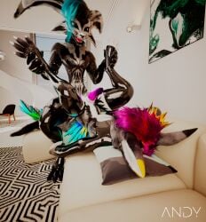 3d_(artwork) absurd_res cinema_4d_(artwork) clothing digital_media_(artwork) fluffy fur hair handwear hi_res latex latex_clothing latex_handwear latex_legwear latex_skinsuit legwear male pose rexouium skinsuit tight_clothing