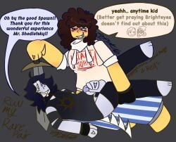 2boys blank_background blue_hair brown_hair cultist forsaken_(roblox) gay jerkingoff male partially_clothed pepykins4u roblox roblox_game robloxian self_upload shedletsky_(forsaken) sword tagme tagme_(artist) talking_to_partner text_bubble two_time_(forsaken) yaoi