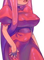 1girls adventure_time big_breasts breasts cartoon_network clothed clothing dress face_out_of_frame female female_only fully_clothed hand_on_thigh large_breasts nipple_bulge nipples nipples_visible_through_clothing open_mouth perky_breasts princess_bubblegum shelftray small_waist standing tight_clothing tight_fit voluptuous wide_hips