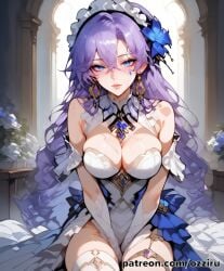 absurd_res ai_generated anime blue_eyes blue_hair cantarella_(wuthering_waves) cute female female_focus hi_res highres long_hair ozziru patreon purple_hair self_upload sexy uncensored wuthering_waves