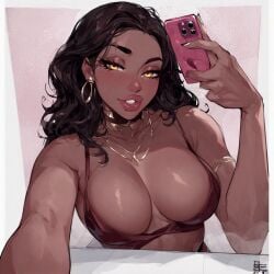ai_generated blush dark-skinned_female dark_skin lips pose posing teasing teeth