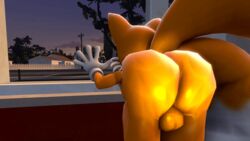 1boy 2016 3d animated anthro ass balls big_ass canine darksorm fox furry_tail male male_only mammal multiple_tails nude polygons solo sonic_(series) tail tails