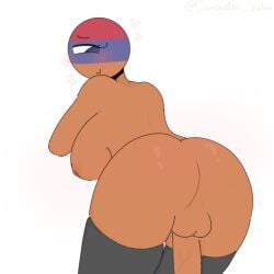 1futa armenia_(countryhumans) ass ass_focus big_penis black_thighhighs blue_eyes countryhumans futa_only futanari intersex orange_body orange_skin thick_thighs thighhighs xx.canada.xx