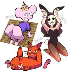 1boy 2025 2girls 4_fingers 5_fingers all_fours animal_ears anthro anus armpits ass balls bare_shoulders barefoot big_ears black_eyes blue_eyes blush bottomless bottomless_male breasts brown_hair bunny_ears bunny_tail bunnysuit button_nose cartoony cel_shading clitoral_hood clitoris completely_nude completely_nude_female crown doggy_style doll_joints eyelashes eyeshadow female furry hands_on_ass hands_on_floor human itamigao kneeling krainagrzybow laying laying_down laying_on_back light-skinned_female light_skin little_king_john long_hair looking_at_viewer looking_up makeup male małgosia_(krainagrzybow) mouse_ears multiple_images mushroom navel navel_visible_through_clothes no_background no_pants non-human nude_female open_legs orange_fur pantyhose pawpads paws pink_background pink_lips pink_skin pinup playboy_bunny poradnik_uśmiechu posing presenting_anus presenting_ass presenting_balls presenting_pussy prostethic_arm prosthetic prosthetic_leg prosthetic_limb pussy rat red_lipstick self_upload shaye_saint_john shirt_only signature simple_background sitting smiling smiling_at_viewer solo solo_female solo_focus solo_male squirrel suggestive thick_ass thick_thighs toony uncanny_valley wavy_hair white_background wooden_floor youtube