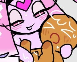 1boy 1futa anal_orgasm ass_rubbing butthole_grip butthole_rubbing cookie_run cookie_run_kingdom eternal_sugar_cookie fingers_in_ass futa_on_male gingerbrave male male/futa motelgore pink_hair sex sweat