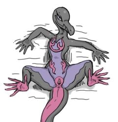 5_fingers 5_toes anthro anus biped countershade_tail countershade_torso countershading denim_(artist) feet female fingers generation_7_pokemon genitals nintendo pokemon pokemon_(species) pussy salazzle scalie solo spread_legs spreading tail toes