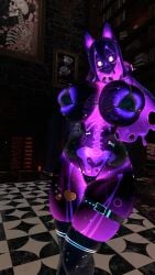 3d areola_slip belt big_breasts bikini breasts cat_ears glowing_eyes monster_girl necklace pur_slime(bom39) skeleton slime slime_girl solo thighhighs visible_skeleton vrchat vrchat_avatar vrchat_media vrchat_model