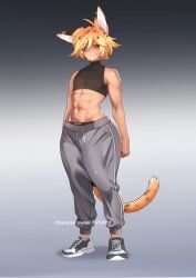 1boy abs animal_ears aquillasnail bulge bulge_through_clothing child_bearing_hips clothed dick femboy feminine_male fit hips huge_cock huge_cock hung hung_trap large_penis light-skinned_male light_skin long_penis male male_only mostly_clothed penis penis_under_clothes short_hair tail trap twink wide_hips